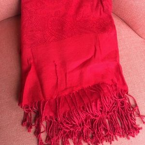 Silky red pashmina scarf